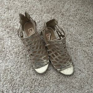 Gold wedge gladiator sandals. Size 5M